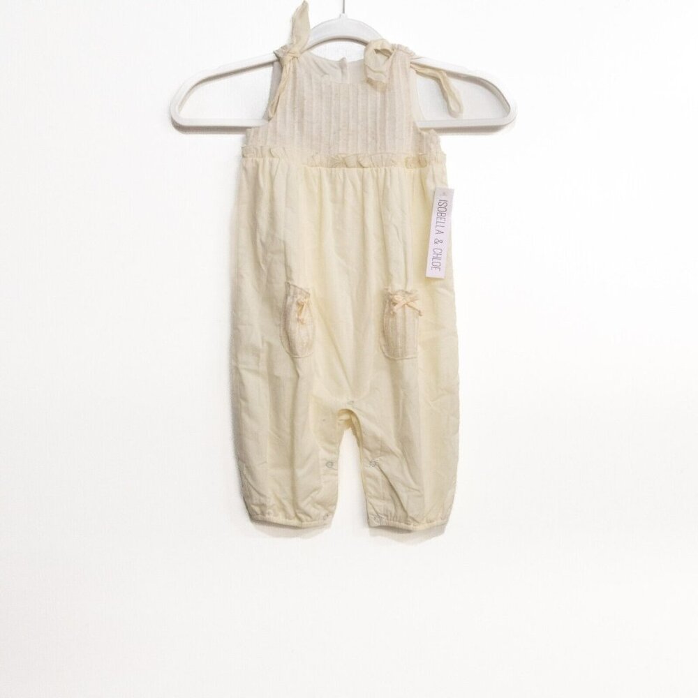 Isobella & Chloe Toddler Girls White Beige Jumpsuit Sleeveless Pull On 18M